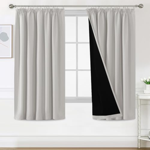 BellaHills Rideau Anti-Bruit Occultant 100% Opacité, Rideaux Occultant Thermique Isolant pour Salon Moderne et Cuisine,Nature Écru - Facile à Installe,140x175 cm,2 Panneaux
