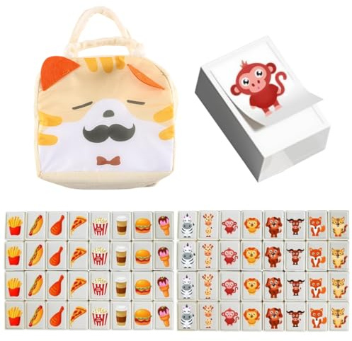Gorise Jeu de Mahjong 65 pièces de 30 mm (plastique ABS), jeu d'évasion en bord de mer, fournitures de fête avec 64 autocollants mignons