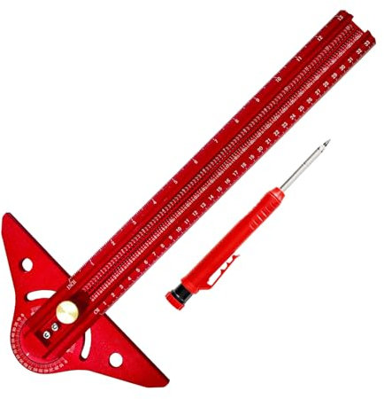 Gramil Para Carpintería, Escuadra De Medición Con Transportador De Ángulos, Regla Multifuncional De Aluminio Ajustable, Precisa y Ligera Para Enmarcado y Construcción