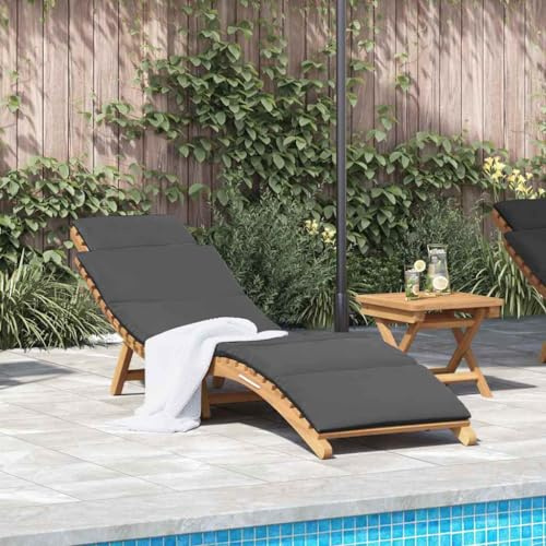 WSJHUHK Sun Lounger Dark grey 188 x 55 x 59 cm Solid teak wood-Furniture,Outdoor Furniture,Outdoor Seating,Sunloungers