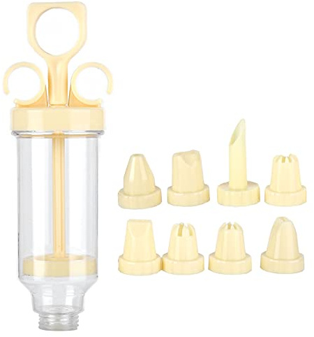 Cake Decoration Nozzle Kit, Cookies Piping Syringe with 8Pcs Nozzles Portable Reusable Icing Pastry Tips Tube Decoration Tool for Pastry Cupcakes Cake Decorating