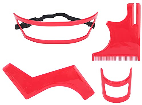 Kit di strumenti per modellare la barba Set di modelli in plastica rossa per la cura dell'attaccatura dei capelli uomo