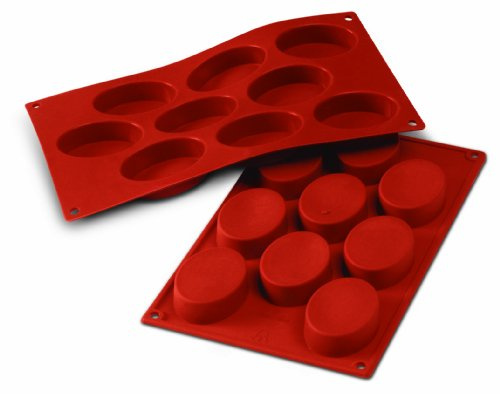 silikomart | SF0018 Stampo in Silicone per Monoporzioni OVALI, Antiaderente, 9 Ovali, Confezione da 1 Stampo per Dolci, 70 x 50 mm, h 20 mm, Made in Italy