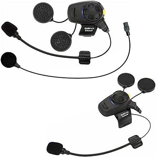 Sena SMH5D-FM-UNIV SMH5-FM Bluetooth Headset & Intercom with Built-in FM Tuner for Scooters and Motorcycles. with Universal Microphone Kit. Dual Pack, Pack of 2