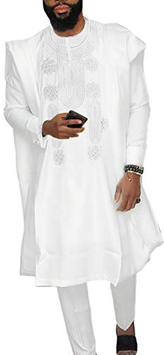 HD African Clothing for Men Agbada Clothing Embroidered Shirts and Pants Dashiki 3 Pieces