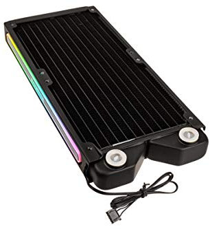 Raijintek Teos Niedrig Kupfer Radiator 240mm mit Adressierbar RGB Beleuchtung, 2x G1/4 Zoll, Montagemöglichkeit für 4x 120mm Lüfter