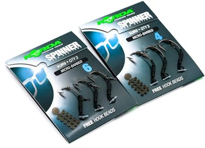 Korda Spinner Hook Sections Krank B, 3-Pack, Steel, Ready Constructed Spinner Hook Sections for Easy Rigging with Boom Material and Choice of Krank or Kurv Shank Hooks