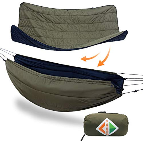 Onewind Hammock Underquilt and Camping Blanket for Winter, Full Length Portable Hammock Underquilt with Dupont Sorona for 4 Seasons Hammock Camping, Hiking, Backpacking, OD Green