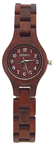 rorios Mode Damen Holzuhr Analoge Quarzuhr mit Holzarmband Leichte Natürliche Hölzerne Armbanduhr Für Damen