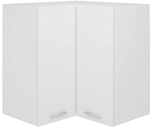 Tidyard Eckhängeschrank Küchenschrank Aufbewahrungsschrank Einbauküche Küchenzeile Küchenmöbel Oberschrank Küche Schrank, Weiß 57x57x60 cm Holzwerkstoff