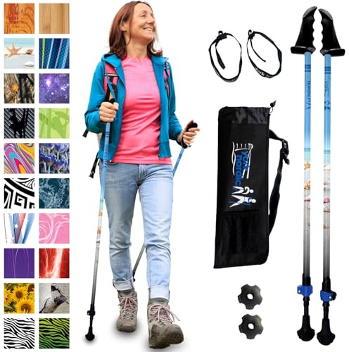 York Nordic Motivator Walking Poles for Balance and Rehab - Patented Stability Grips - Lightweight, Adjustable, and Collapsible - 2 Pieces Adjustable w/flip Locks - Heights 4'6 up to 6'2 - 230 lbs