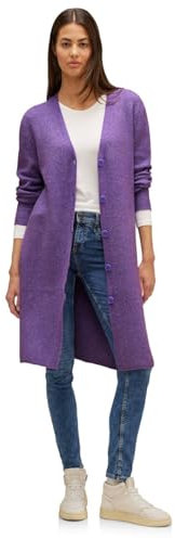 STREET ONE Damen A253692 Strickmantel, Dark Lupine Lilac Melange, 46