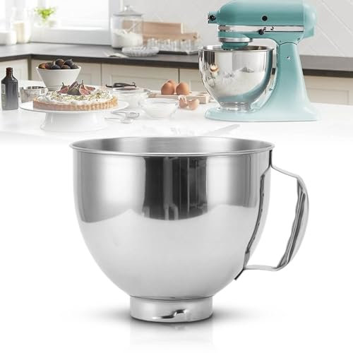Gugxiom Bol Mélangeur en Acier Inoxydable, Bols de Rechange pour Mélangeurs Classic & Artisan Series 4,5-5 QT, Bol à Pain en Acier Inoxydable 304
