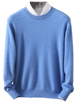 Rfmfkkg Pull en Cachemire À Col Rond pour Hommes Pull De Couleur Unie Pull Chaud Classique Hauts Tricotés Doux Medium Blue L