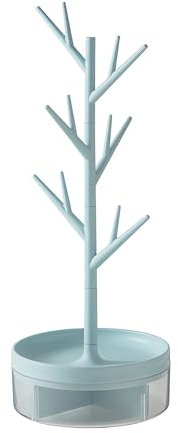 MENGCOOL Jewellery Stand 3 in 1 Jewelry Tree Necklace Bracelet Display Holder Jewellery Organiser Stand for Necklaces Bracelets Rings Earrings and Watches (Blue)