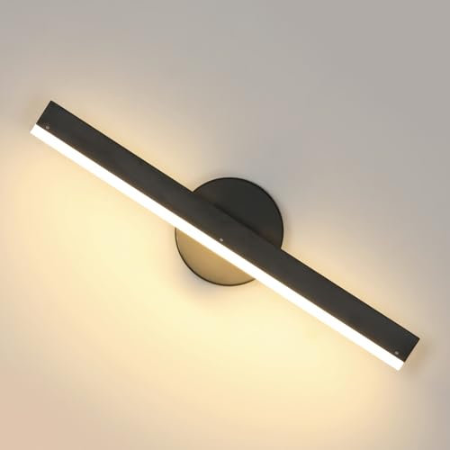 Riserva 12W LED Badezimmer Spiegelleuchte, Moderne Schwenkbar 300 ° LED Wandleuchte Innen, 3000K 38cm Badezimmer Wandleuchte für Schminktisch Schrank, Schwarz