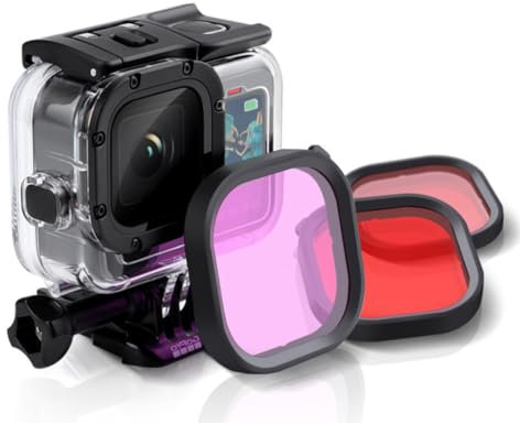 XOUDKE Filtern, 3 in 1 Schnorcheltauchen Unterwasser Rot/Pink/Lila Linsenfilter in Meerwasser & Süßwasser für wasserdichtes Kompatibel mit GoPro Hero 10, 9, 8
