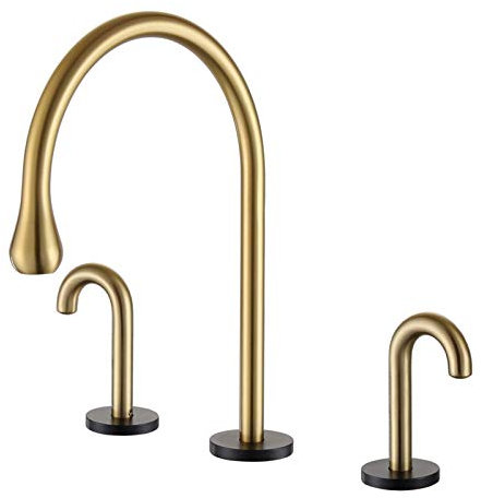 RajoNN Grifo Mezclador para Lavabo, Cuello de Cisne, Lavabo de baño Generalizado con Tres Orificios, Mezclador de Agua fría y Caliente, Lavabo, Lavabo con Doble manija, tocador de