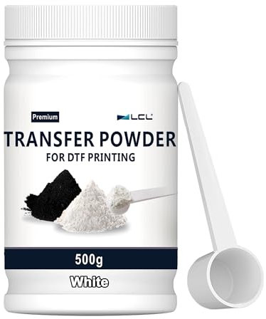LCL DTF-Pulver Transfer Powder weiß 500g/17.6oz Digitales Transferklebepulver für alle Stoffe DTF-Druck, DTF-vorbehandeltes Transferpulver für alle Stoffe