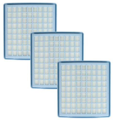 vhbw 3x Staubsaugerfilter kompatibel mit Miele S192 Electronic 1900, S192 Mondia 100, S193 Staubsauger - HEPA Abluft-Filter Weiß Hellblau