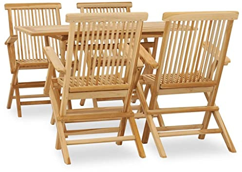 KTHLBRH Ensemble de 5 meubles de jardin, de terrasse, de balcon, de jardin, en teck massif