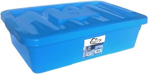Underbed Stackable Plastic Storage Boxes with Lids Heavy duty Clear Under Bed Blue Container & Lid for Home Office Kitchen ‎60 x 40 x 16.5 cm