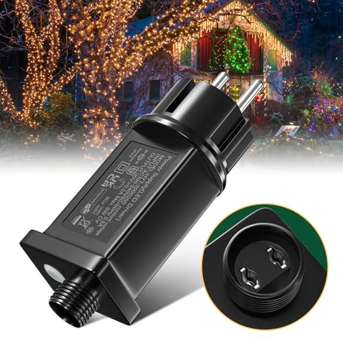 Tobebright Transformateur LED 31V 6W, IP44 Alimentation LED Basse Tension avec 8 Modes, Fonction de Minuterie et de Mémoire, Adaptateur de Remplacement pour Éclairage de Noël Rideau Lumineux