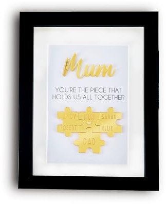 Personalised Gold Mum 'You're the Piece That Holds Us Together' Mothers Day Puzzle Pieces Family Box Frame