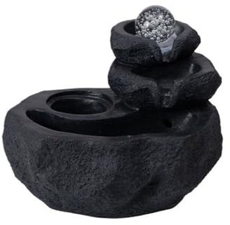 CYairong-22 Tabletop Fountain Wigwam Running Water Humidification Bonsai Desktop Fountain Home Office Desk Forwarding Ball Fortune Water Feature Indoor Waterfall(Black)