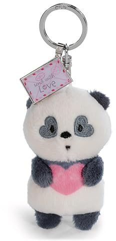 NICI 62621 Porte-clés avec Panda Love en Peluche, 8 cm, Noir, fidèle Compagnon pour Sac à Dos ou Autre Sac, pour Petits et Grands