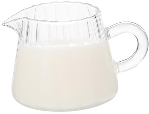 STOBAZA Pichet à Lait Verre Borosilicate Petit Pot à Robuste avec Bec Verseur et Poignée Ergonomique Résistant Chaleur et Usage Quotidien Pour Café et Cuisine