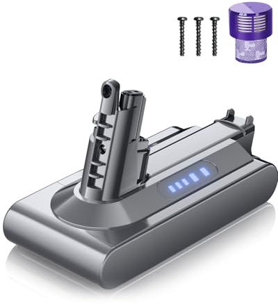 V10 Akku für Dyson, Powtree Ersatzakku für Dyson V10 SV12 Absolute Animal Motörhead Fluffy Total Clean Cyclone 206340 969352-02 Akku-Staubsauger (1 Filter + 3 Schrauben)