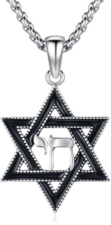 XIXLES Davidsstjärna halsband 925 sterlingsilver Davidsstjärna kedja män chai kedja silver amulett judiskt smycke för män kvinnor