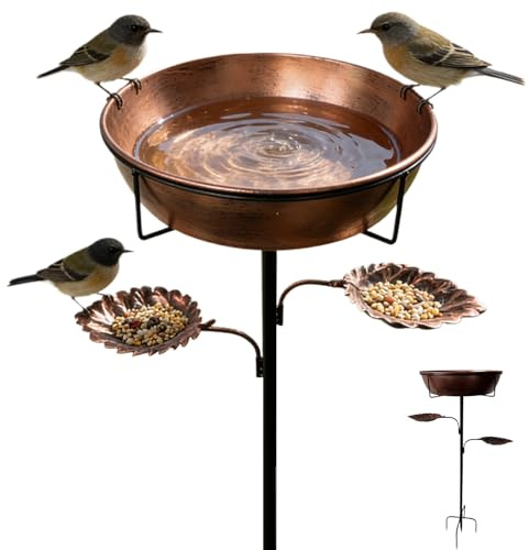 Baño para Pájaros - Bebederos de Metal Inoxidable con Bandeja Extraíble - Cuenco para Baño De Pájaros,para balcón, terraza, Yarda, Patio, jardín, césped, Estanque, de colibrí