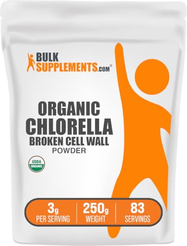 BulkSupplements.com Organic Chlorella Powder - Broken Cell Wall, Green Superfood Powder, Chlorella Supplement - Gluten Free, 3g per Serving, 250g (8.8 oz) (Pack of 1)