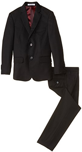 Isaac Mizrahi Big Boys' Slim Boys 2 Piece Cut Linen/Cotton Suit, Black, 10