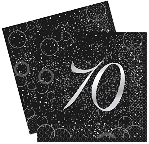 Unique Papierservietten mit Foliendruck für den 70. Geburtstag,silber,16er pack