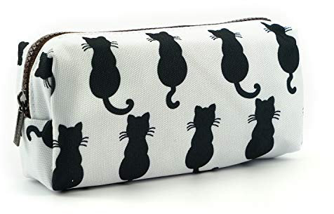 Tasche mit schwarzen Katzen, Schulanfang, Lehrergeschenk, Schlampermäppchen, Make-Up-Tasche, Kosmetiktasche