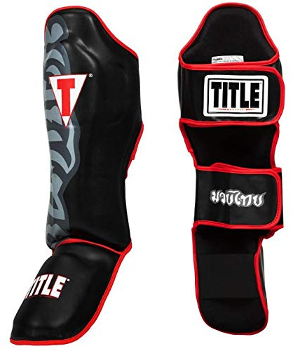 Title Boxing Muay Thai Pao Shin/Instep Guards V2, Black/Grey/Red, Large