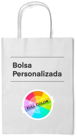 100 Bolsas papel kraft personalizadas bolsas de papel con asas bolsa de papel personalizable con el logo de tu negocio muy resistentes (Blanco, 18x8x24)