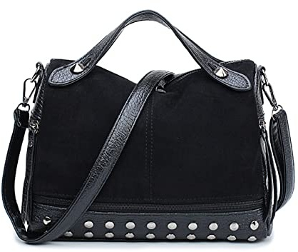 FANDARE Elegante Bolsos de Mano Bolso Bandolera Bolso Señora Tote Mujer Bolso de Hombro Tote Shopper Handbag para Trabajo Viaje Negocio Bolso de Mensajero de Cuero PU Negro