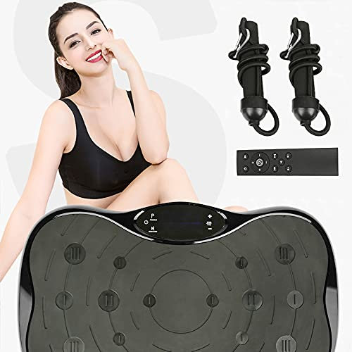 Plateforme Vibrante Fitness, Plaques de Vibration avec Télécommande et Bande Élastique, Plateforme Oscillante de la Maison avec Haut-Parleur Bluetooth, Charge Maximale 120kg (Noir)