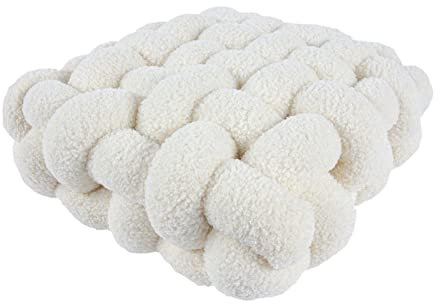 Ronyme Gewebtes sitzkissen Bodenkissen Kinder, Handgewebtes Sofa Rücken Extra Dicke Sitzauflagen, Plüschkissen für Restaurant,Wohnzimmer,Indoor u. Outdoor,30x33x12cm, Beige