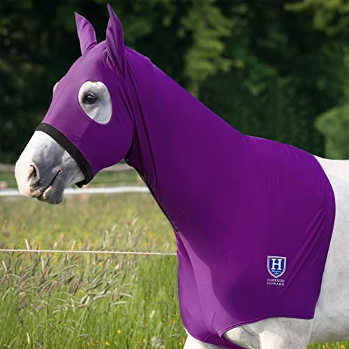 Harrison Howard Stretch Horse Slinky Hood All-Covered Comfortable Horse Sleazy Neck with Zipper - Purple Large