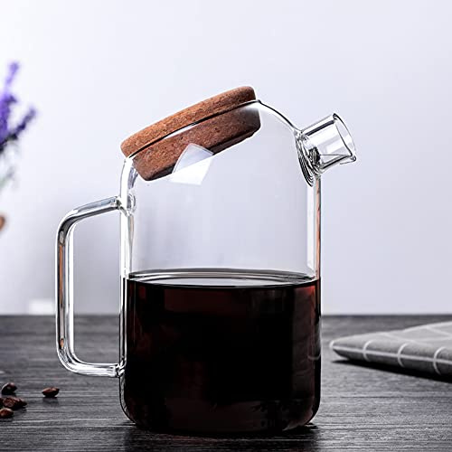 Jauhmui glaskaraff med korklock vattenkanna för juice drycker (1000 ml)