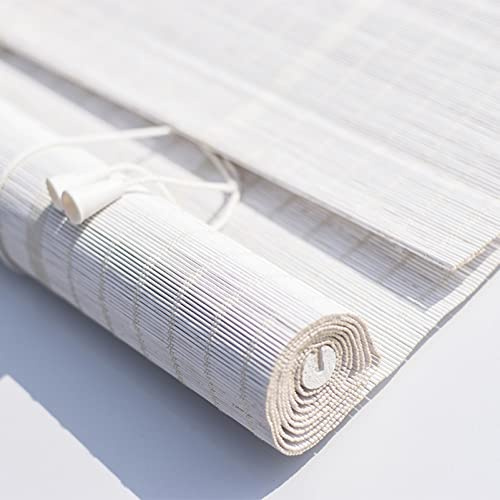 JIAJUTUI001 Store Enrouleur Exterieur Blanc, Bambou Vertical Naturel Intérieur, Blackout Rideau D'intimité pour Fenêtres Balcon Jardin (60 * 200cm/24 * 71in,A)