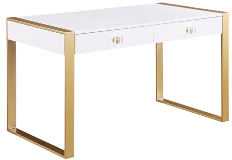 Best Master Furniture Tillie 2 Drawer Computer Desk, Gold