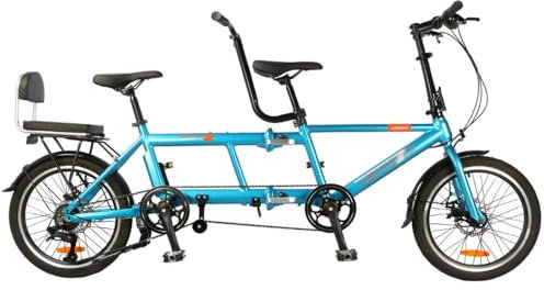 Kcolic Vélos Tandem Pliants Beach Cruiser Vélo pour Adultes, Vélo Tandem avec Roues 20 Pouces, Vélos Tandem Réglables 7 Vitesses Vélo Cruiser A,20inch