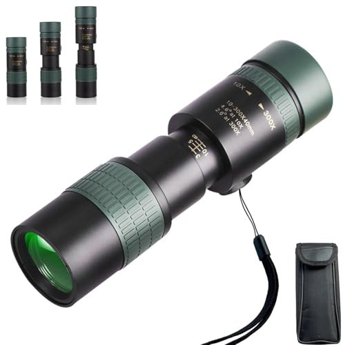 Verbessert 10-300x40 Monokular Teleskop Fernrohr für Erwachsene, Zoom Mit BAK4 und FMC Objektiven für Konzerte, Vogelbeobachtung, Sternbeobachtung