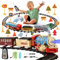 DAOUZL Train Électrique Télécommandé pour Enfants, Circuit avec Fumée, Sons et Lumières - Jouet de Train à Vapeur - Cadeau pour 3-9 Ans (A)